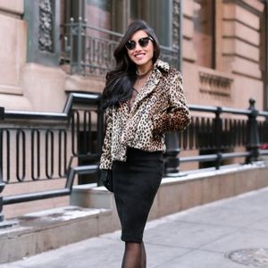 Retro glam faux fur leopard jacket sz M